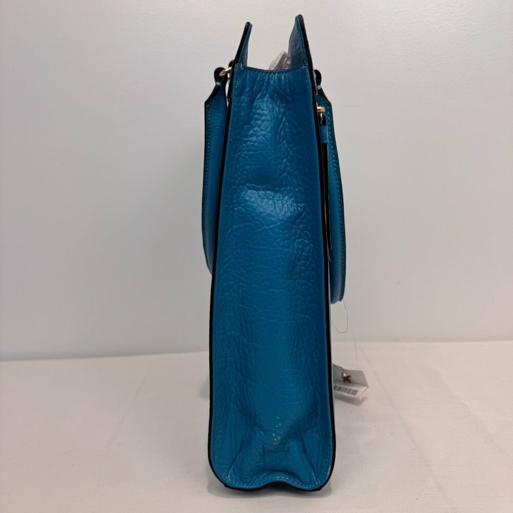 NWT Kate Spade Teal Perforated Leather Tote Bag With Zip Closure & Dual Handles - Picture 5 of 16